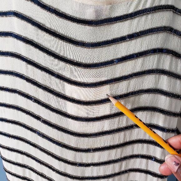 Joie "Jaden" Striped Sequin Top/Sz Small - Picture 7 of 10